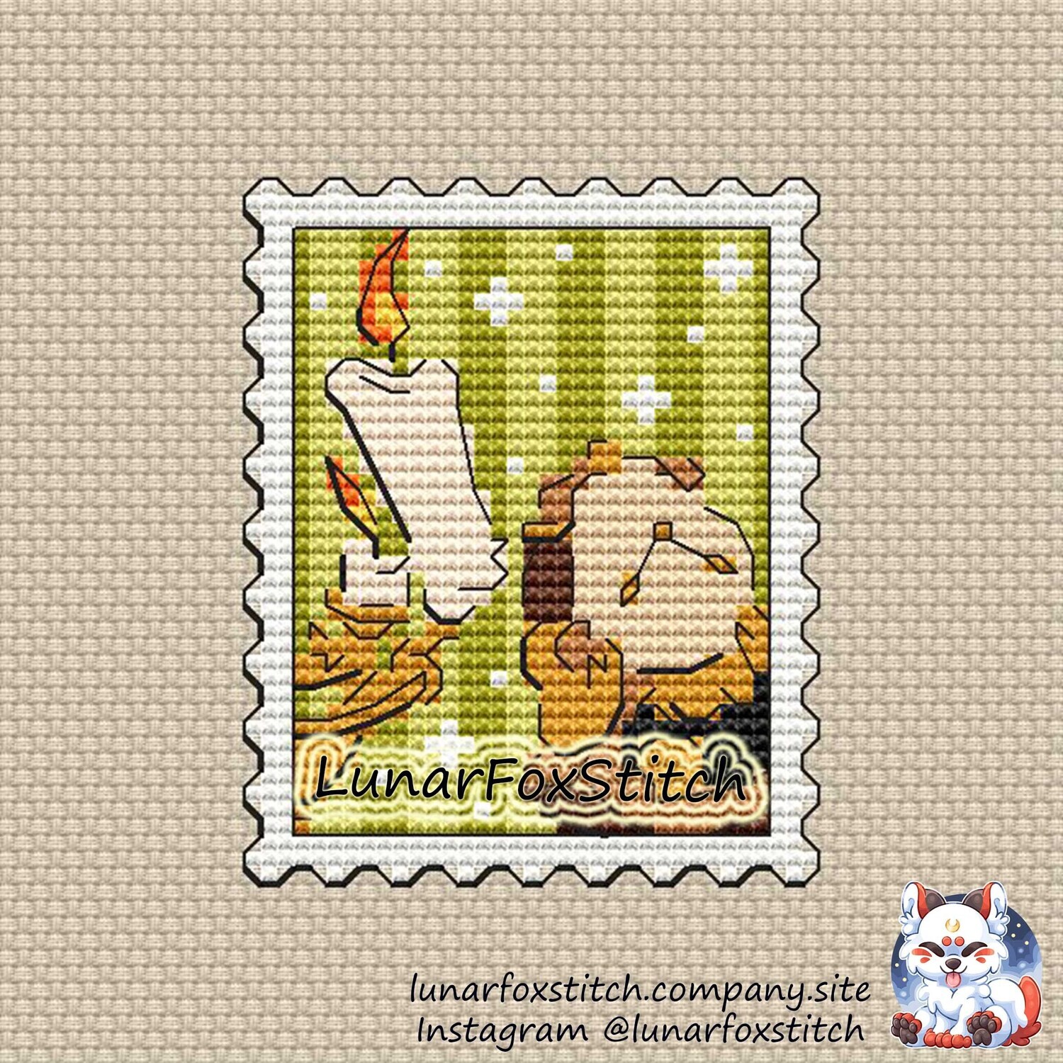 Friends candle and clock postage stamp cross stitch pattern