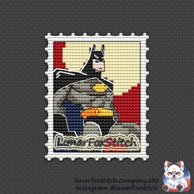 Bat hero postage stamp cross stitch pattern
