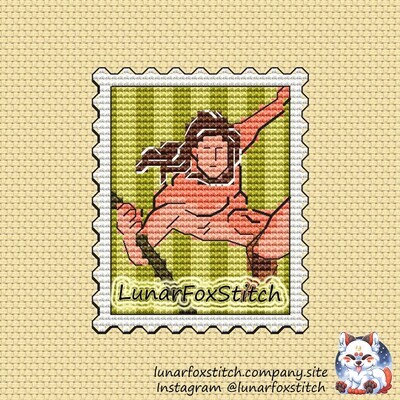 Wild boy jungle postage stamp cross stitch pattern