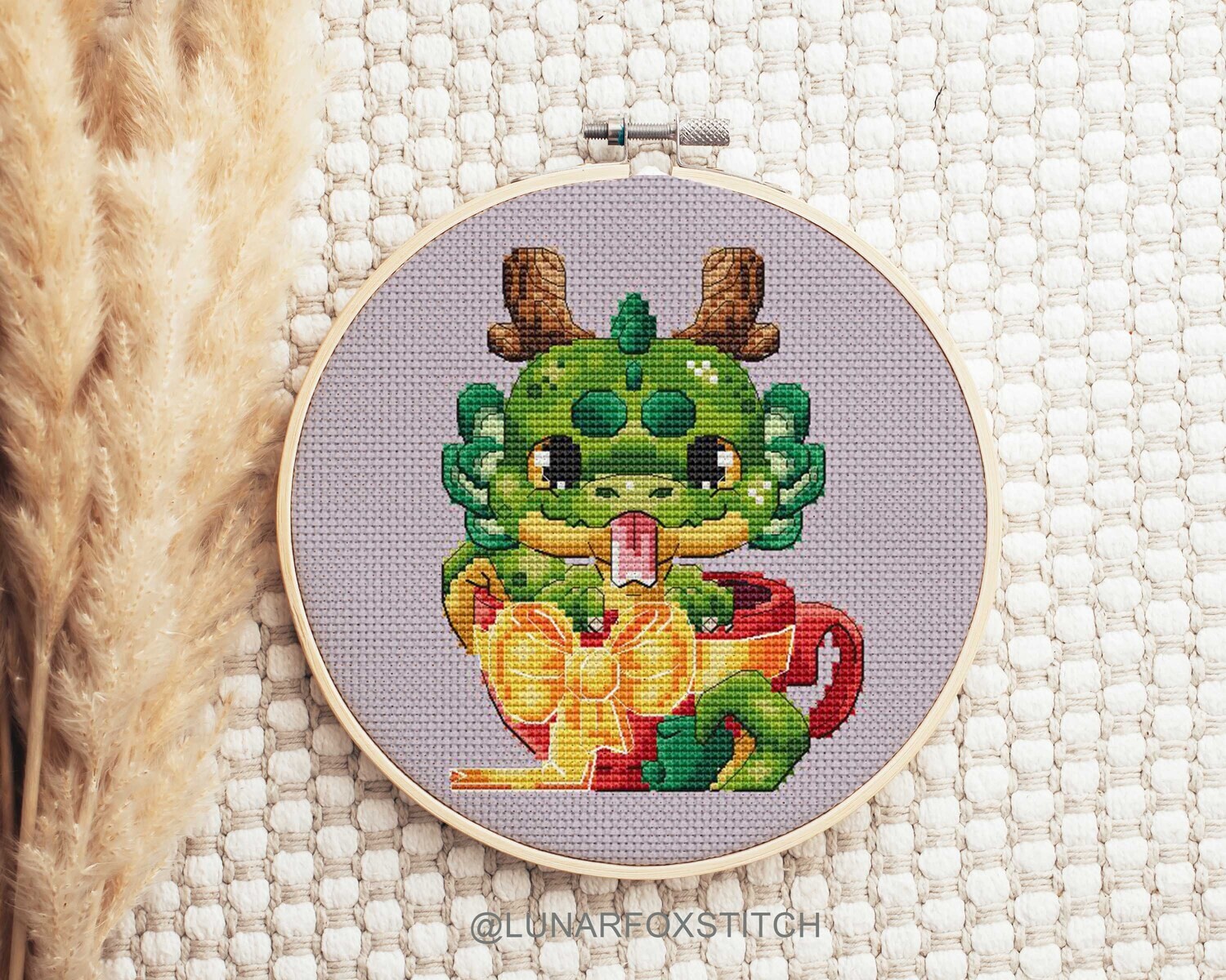 Cup dragon cross stitch pattern