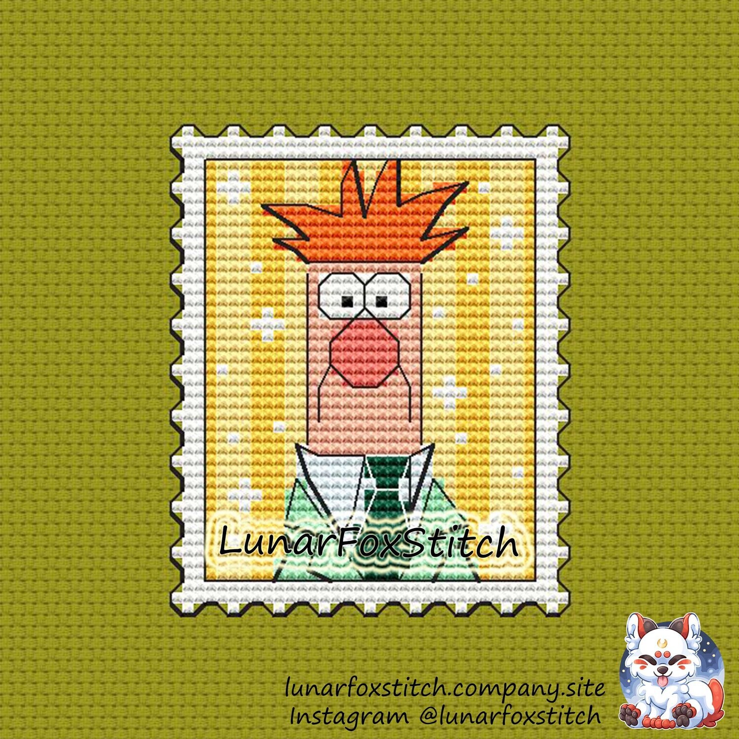Cartoon red hair boy postage stamp cross stitch pattern
