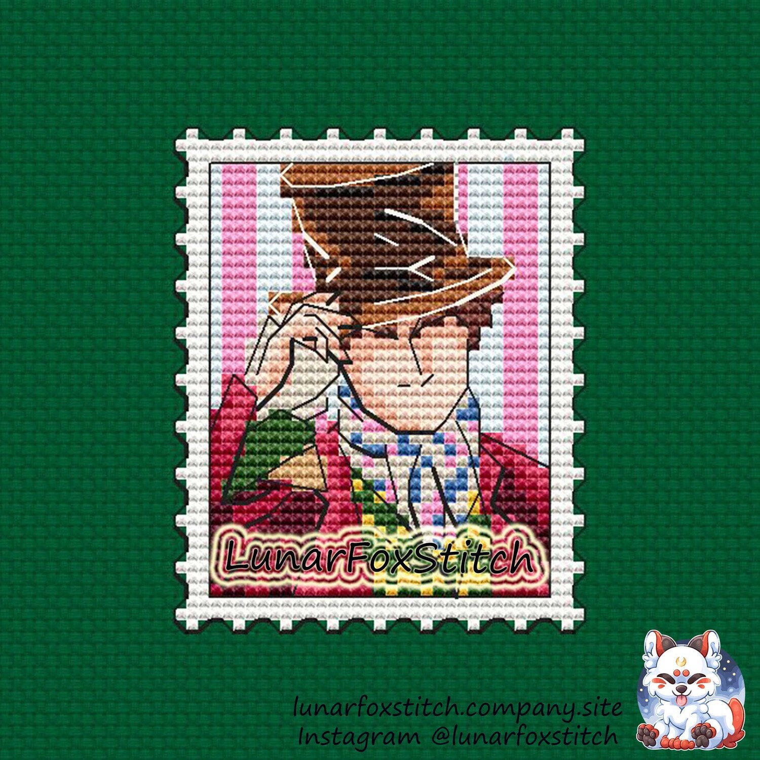 Chocolate boy postage stamp cross stitch pattern