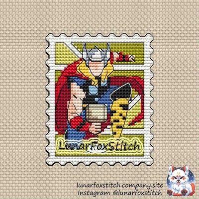 Thor postage stamp cross stitch pattern