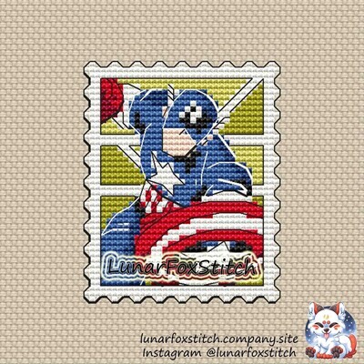 Captain postage stamp cross stitch pattern