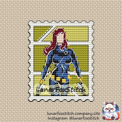 Widow girl postage stamp cross stitch pattern