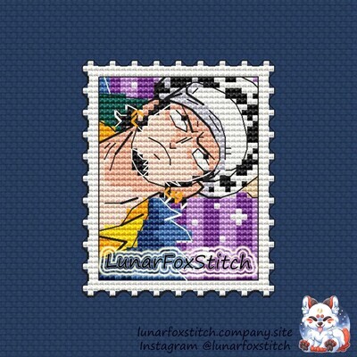 Anime boy postage stamp cross stitch pattern