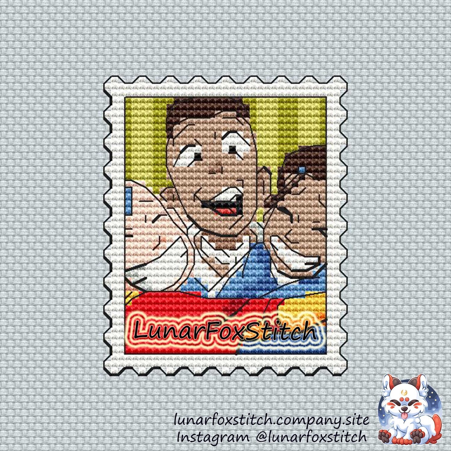 Anime friends postage stamp cross stitch patternrn