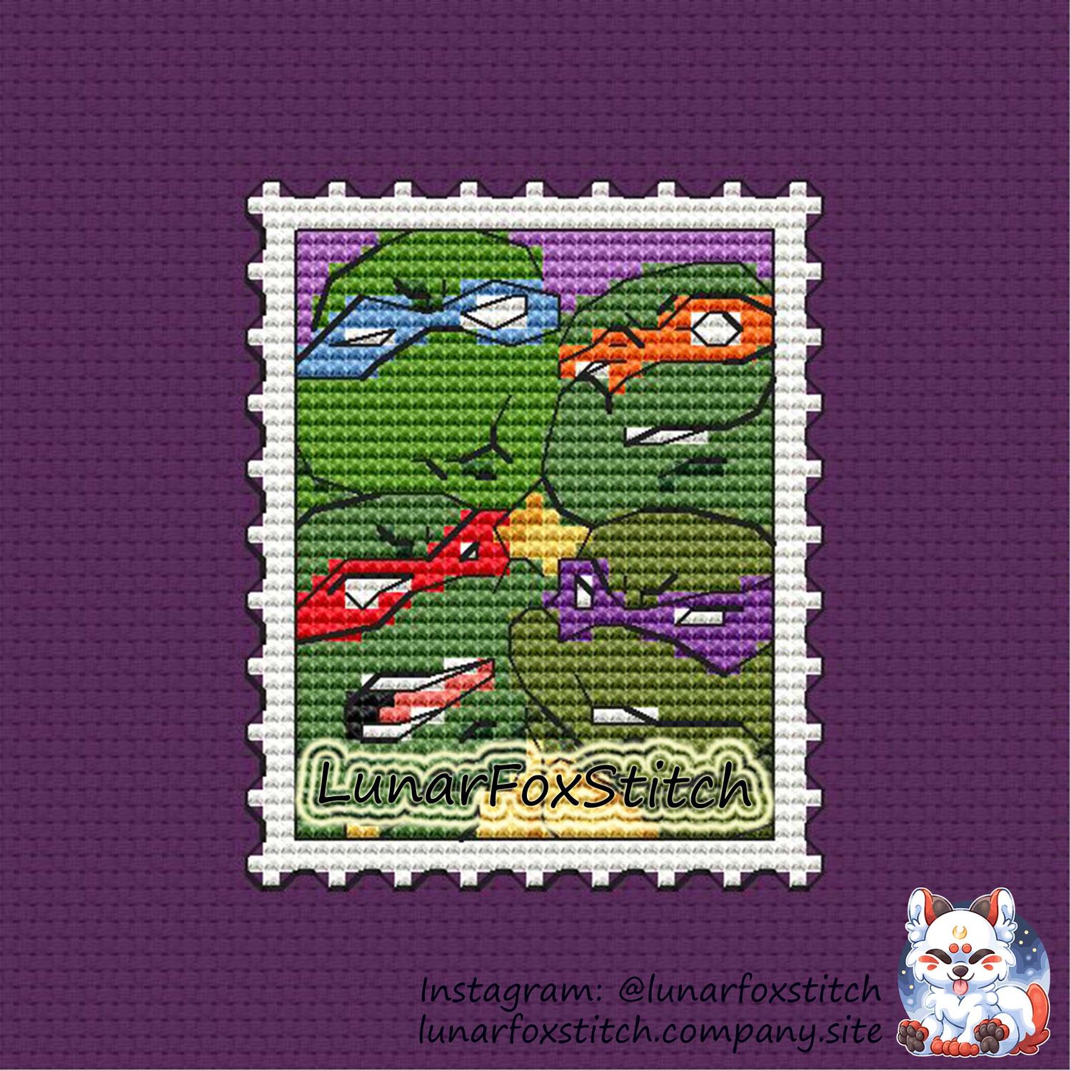 Turtle friends postage stamp cross stitch pattern