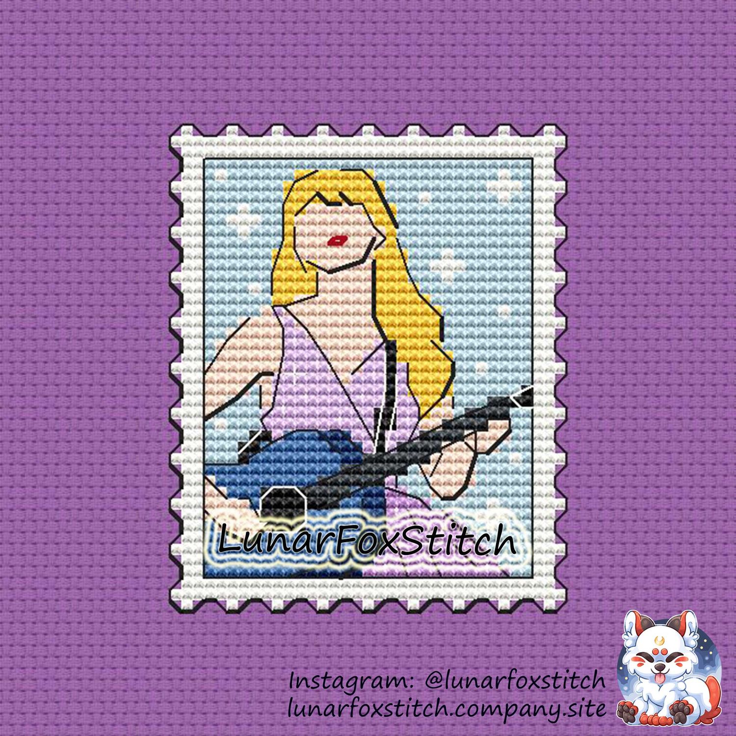 Girl singer 2 postage stamp cross stitch pattern