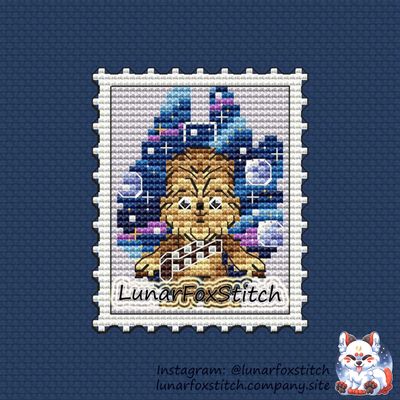 Star beast Space furry Postage Stamp cross stitch pattern