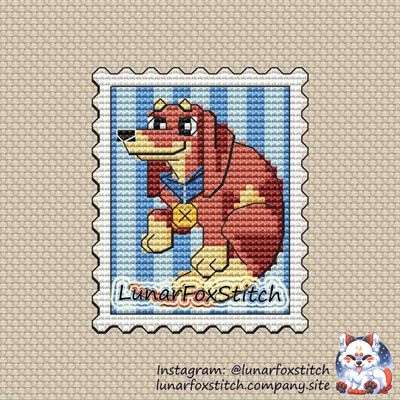 Dachshund dog postage stamp cross stitch pattern