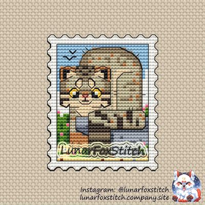 Manul postage stamp cross stitch pattern