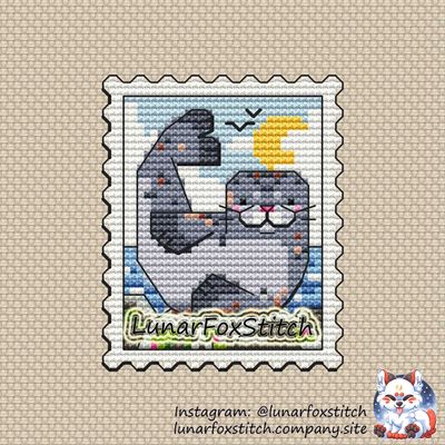 Seal postage stamp cross stitch pattern