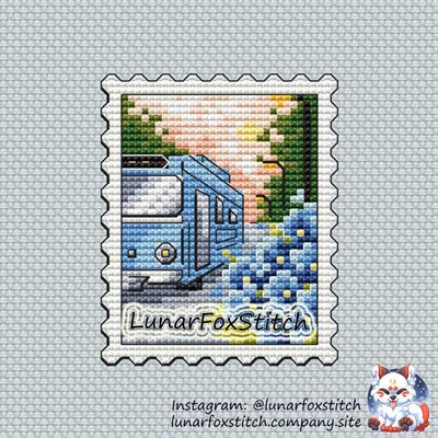 Hydrangea postage stamp cross stitch pattern