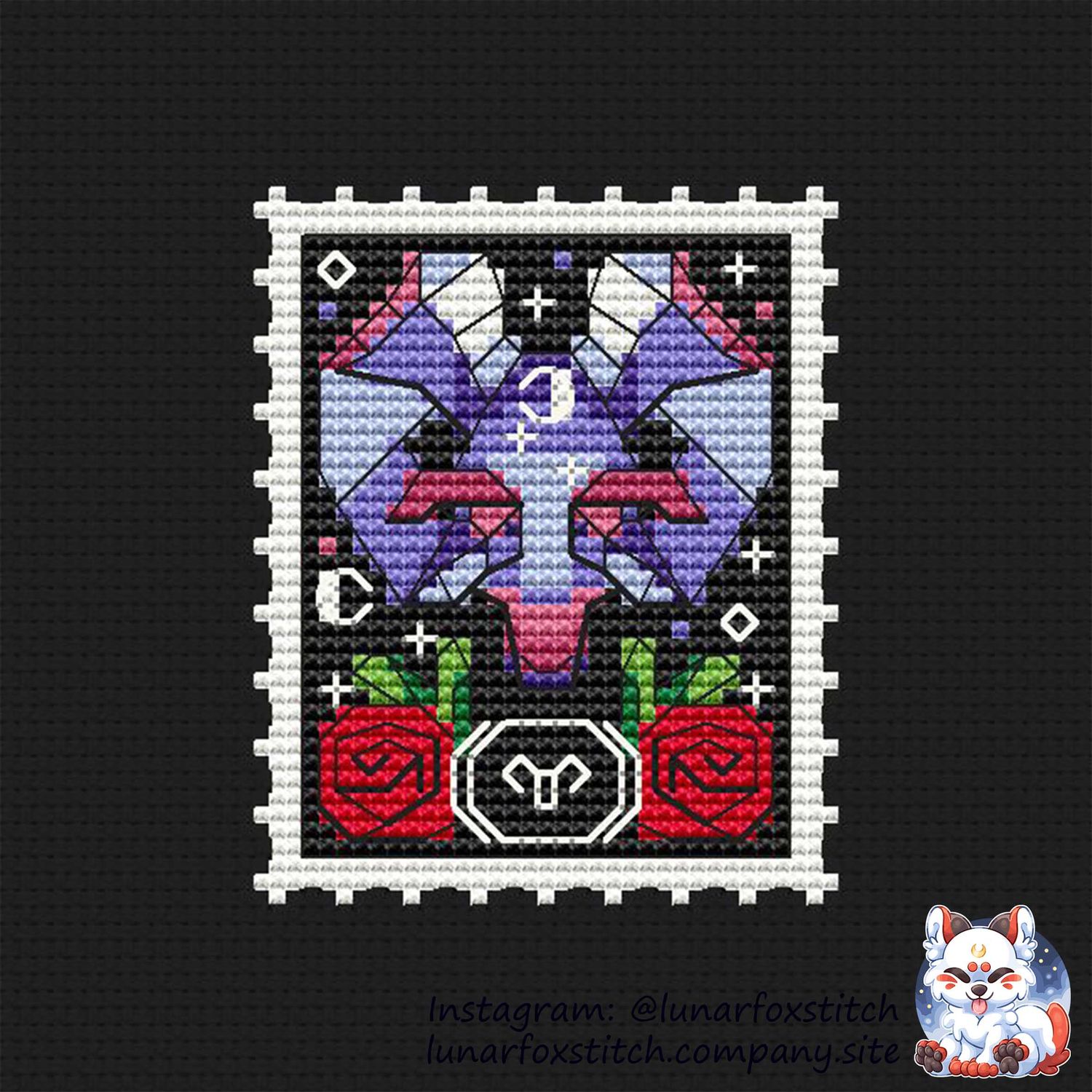 Zodiac Aries postage stamp cross stitch pattern