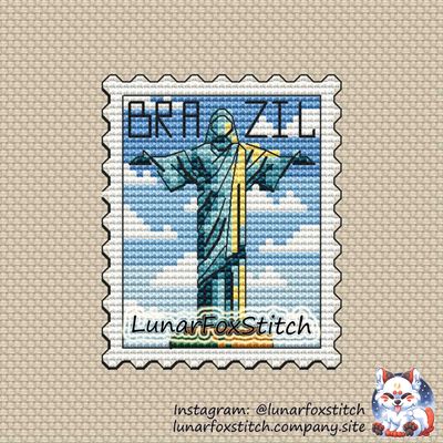 Brazil postage stamp cross stitch pattern