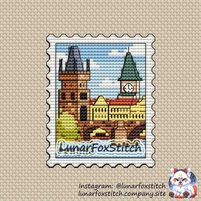 Prague postage stamp cross stitch pattern
