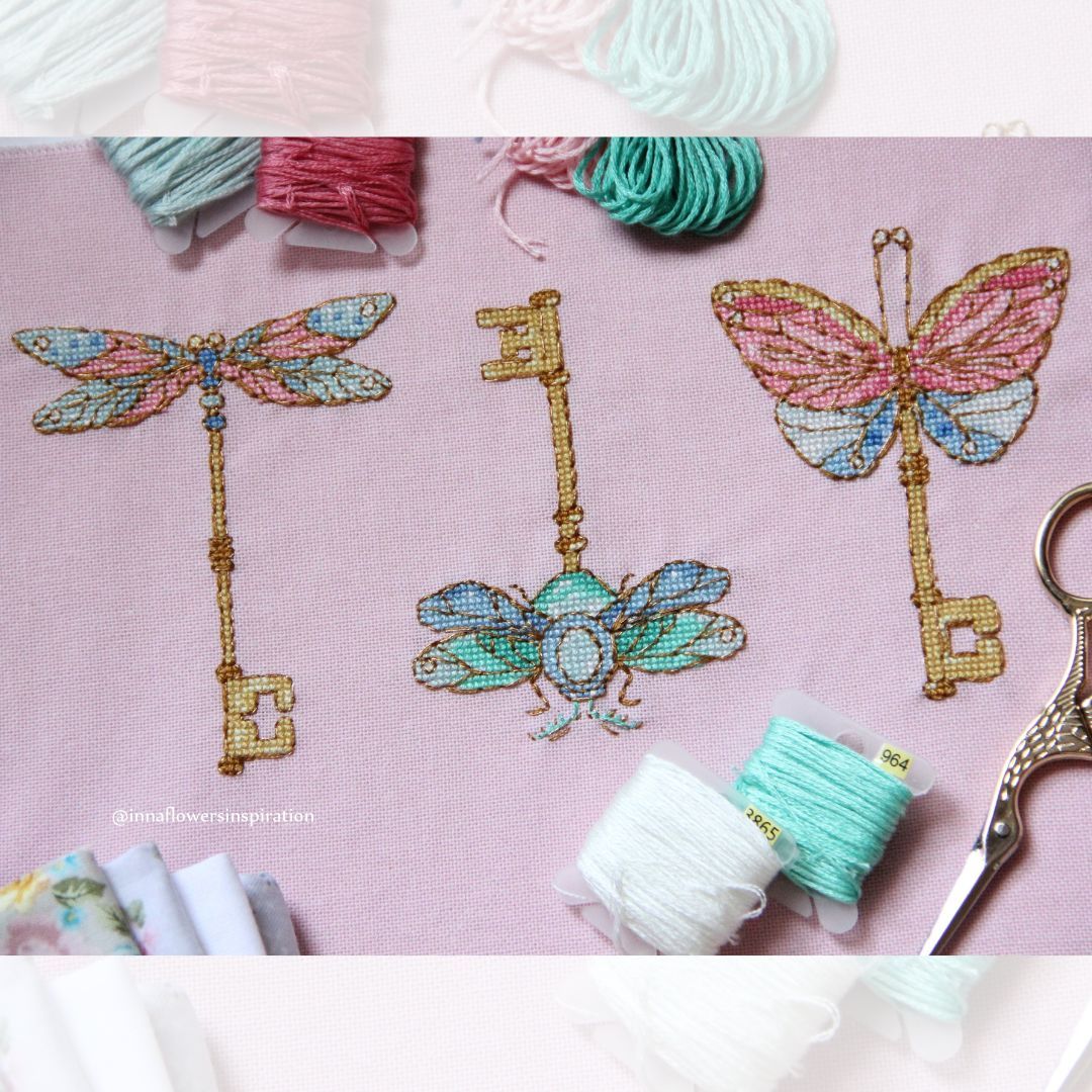 Key insect set of 3 Butterfly cross stitch patterns