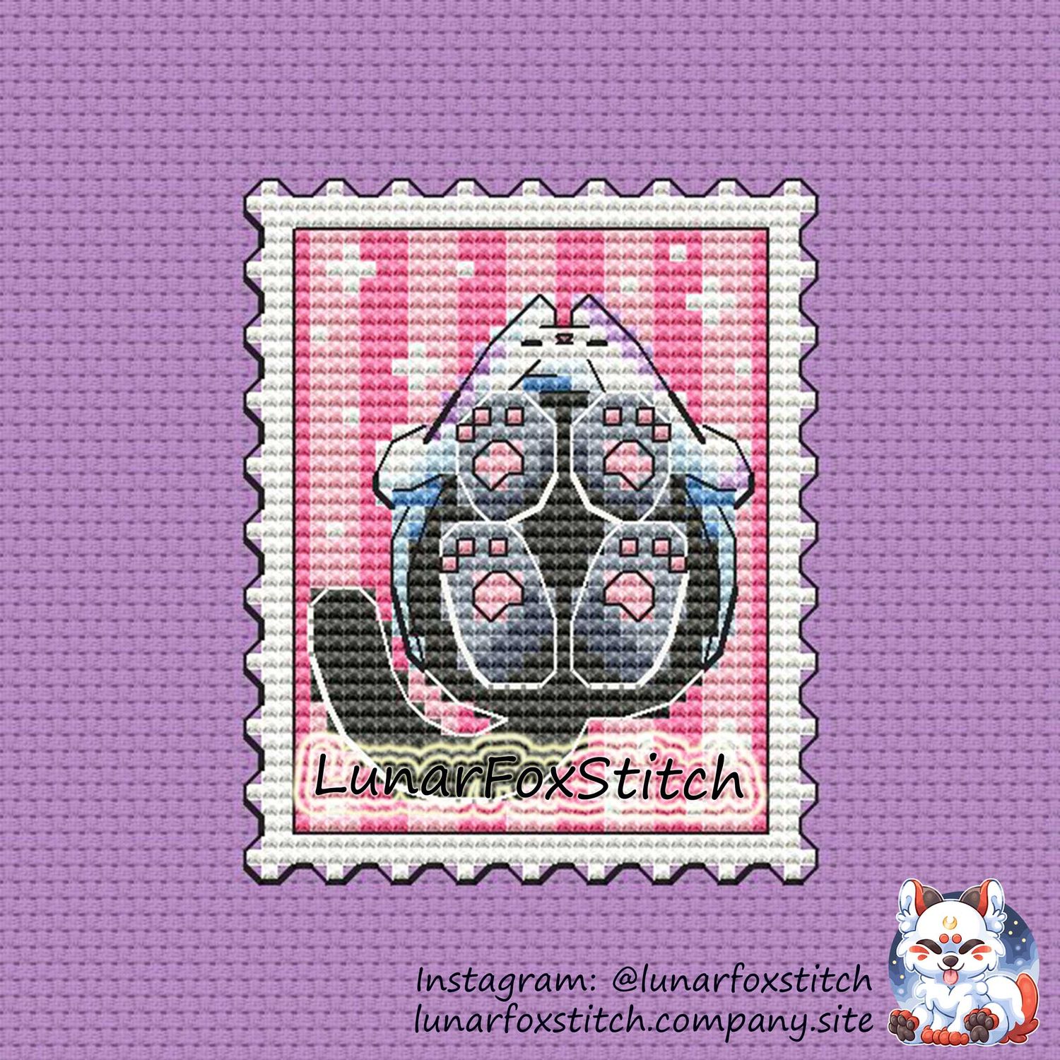 Ghost cat - Paws Halloween postage stamp cross stitch pattern