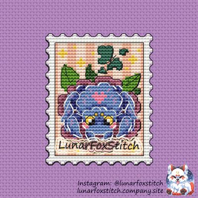Spider - heart postage stamp cross stitch pattern