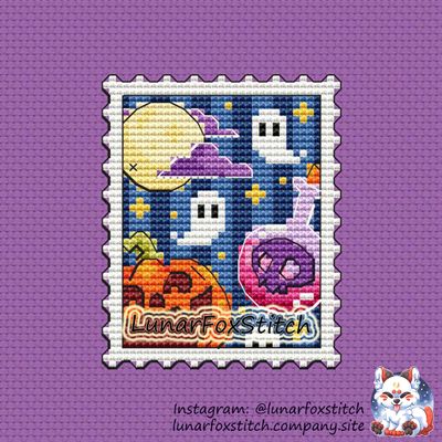 Halloween postage stamp cross stitch pattern