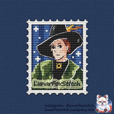 Witch professor , Wizard, Magic school, Postage Stamp cross stitch pattern