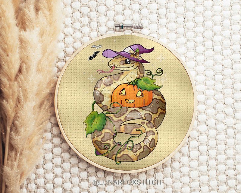 Halloween snake cross stitch pattern