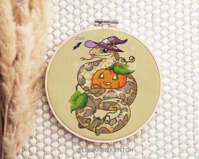 Halloween snake cross stitch pattern
