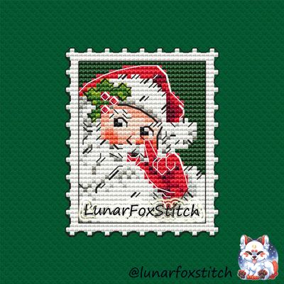 Santa Claus Christmas postage stamp cross stitch pattern