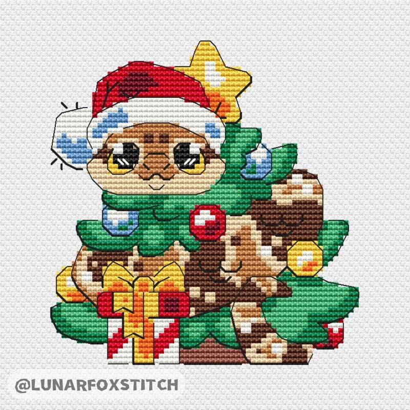 Christmas snake cross stitch pattern