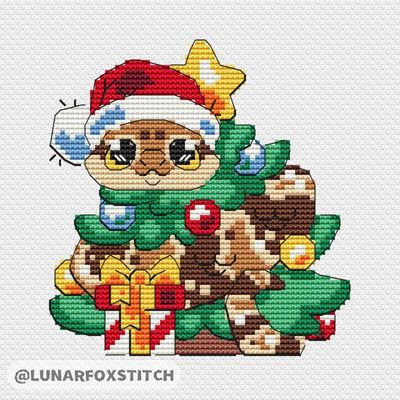 Christmas snake cross stitch pattern