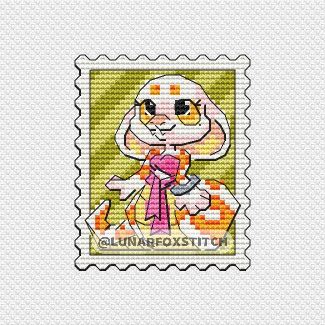 Cobra girl postage stamp cross stitch pattern