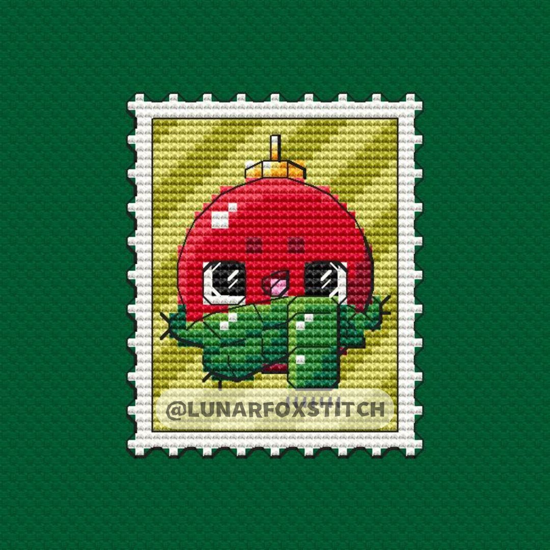 Christmas tree toy postage stamp cross stitch pattern