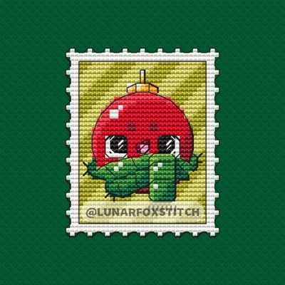 Christmas tree toy postage stamp cross stitch pattern