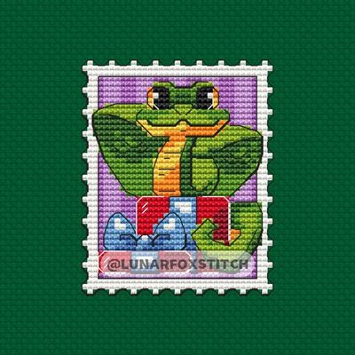 Small christmas snake postage stamp cross stitch pattern