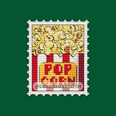 Popcorn postage stamp cross stitch pattern