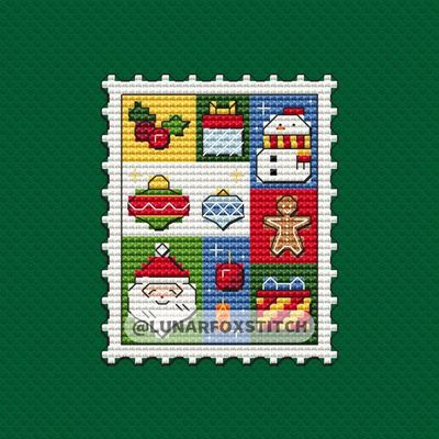 Christmas postage stamp cross stitch pattern