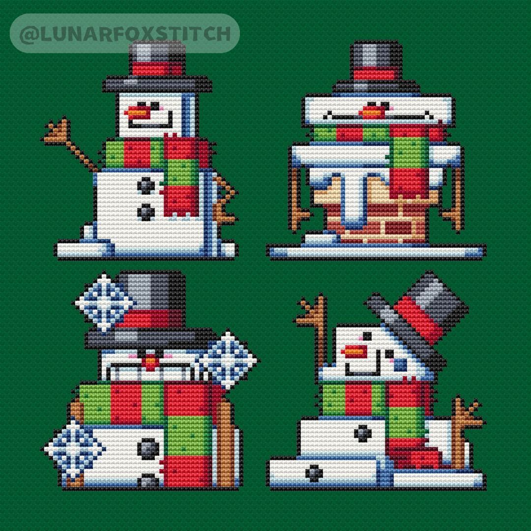 Snowman Christmas set cross stitch pattern