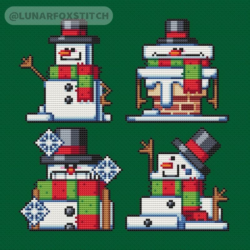 Snowman Christmas set cross stitch pattern