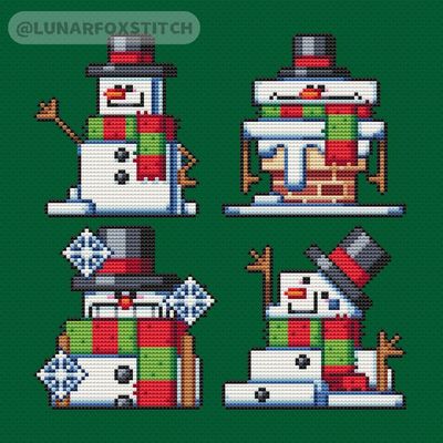 Snowman Christmas set cross stitch pattern