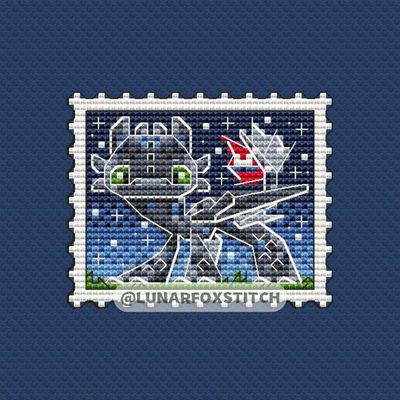 The Night Fury dragon postage stamp cross stitch pattern