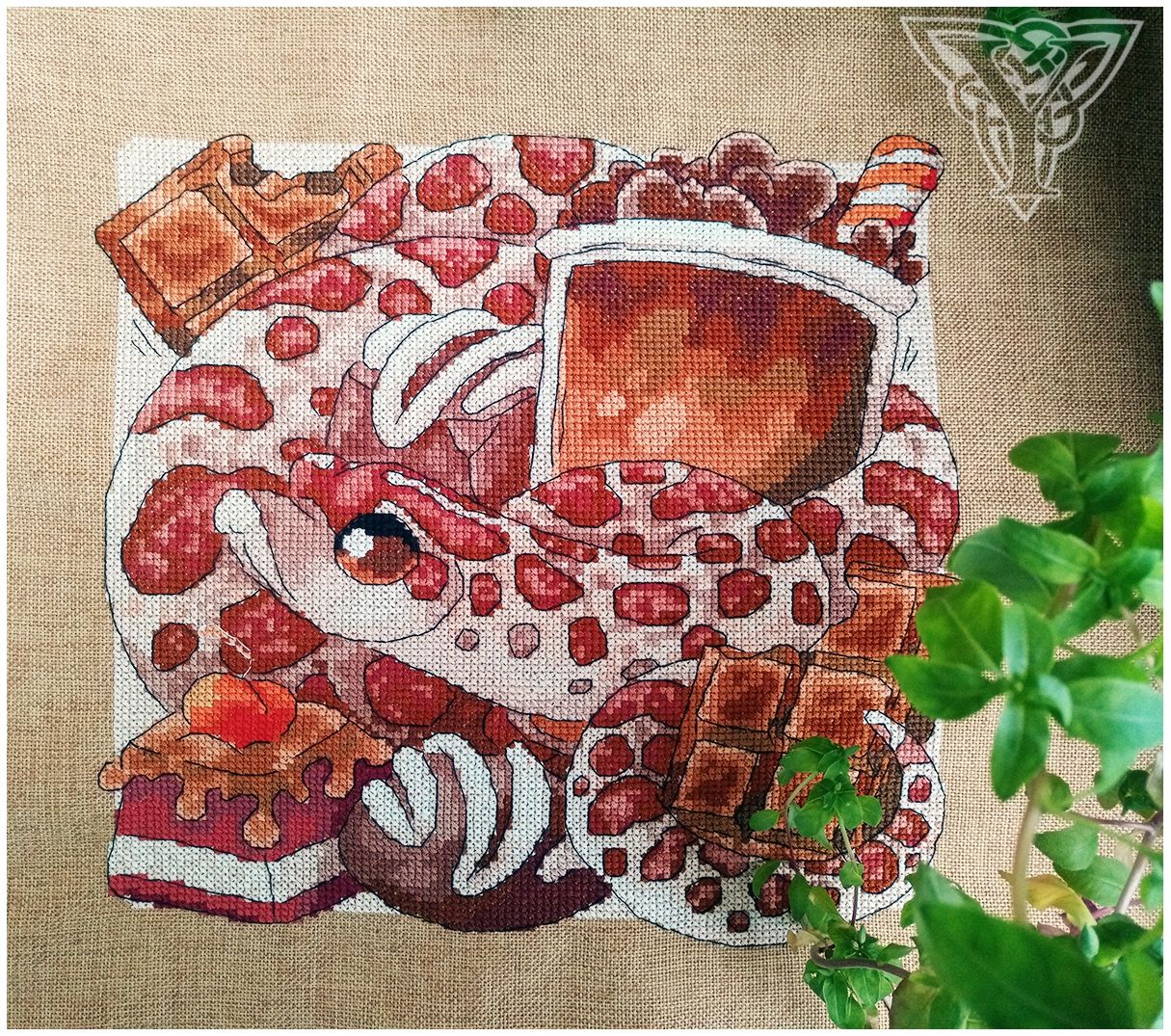 Snake and sweets cross stitch pattern