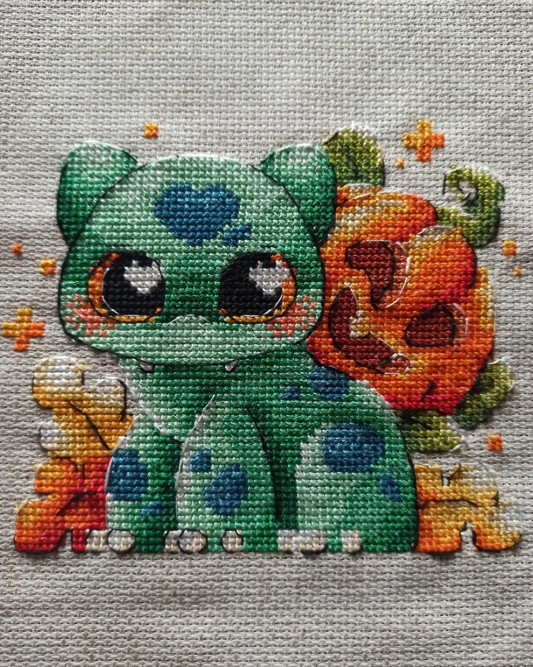 Pumpkin beast cross stitch pattern