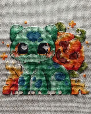 Pumpkin beast cross stitch pattern