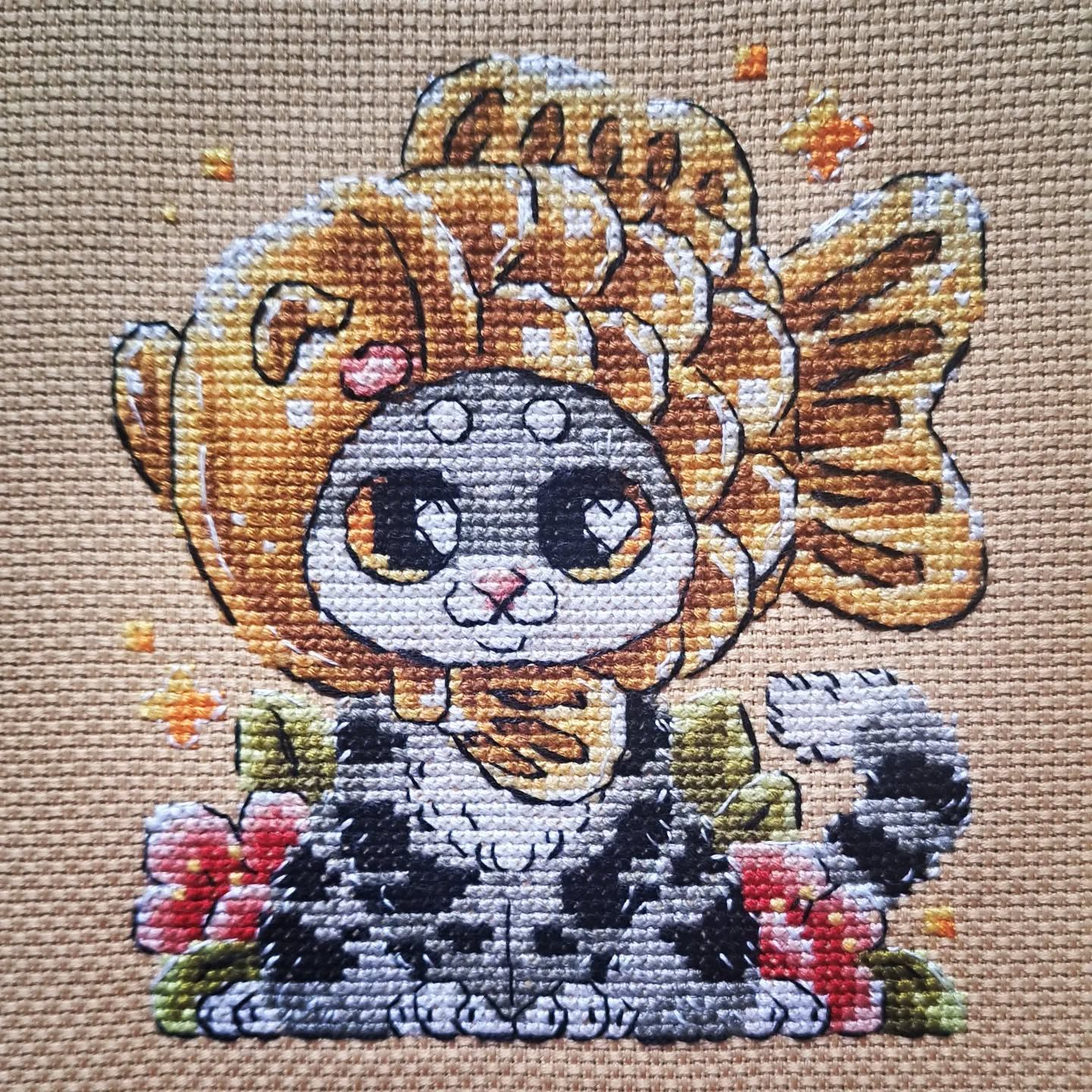 Cat taiyaki cross stitch pattern
