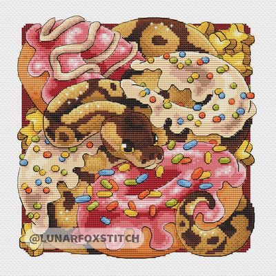 Donuts snake cross stitch pattern