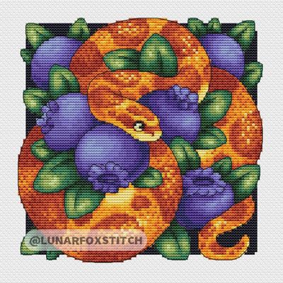 Blueberry snake cross stitch pattern