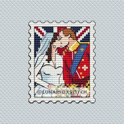 The Royal Wedding postage stamp cross stitch pattern