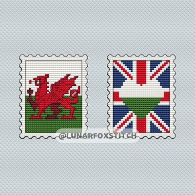 Wales the United Kingdom postage stamp cross stitch pattern