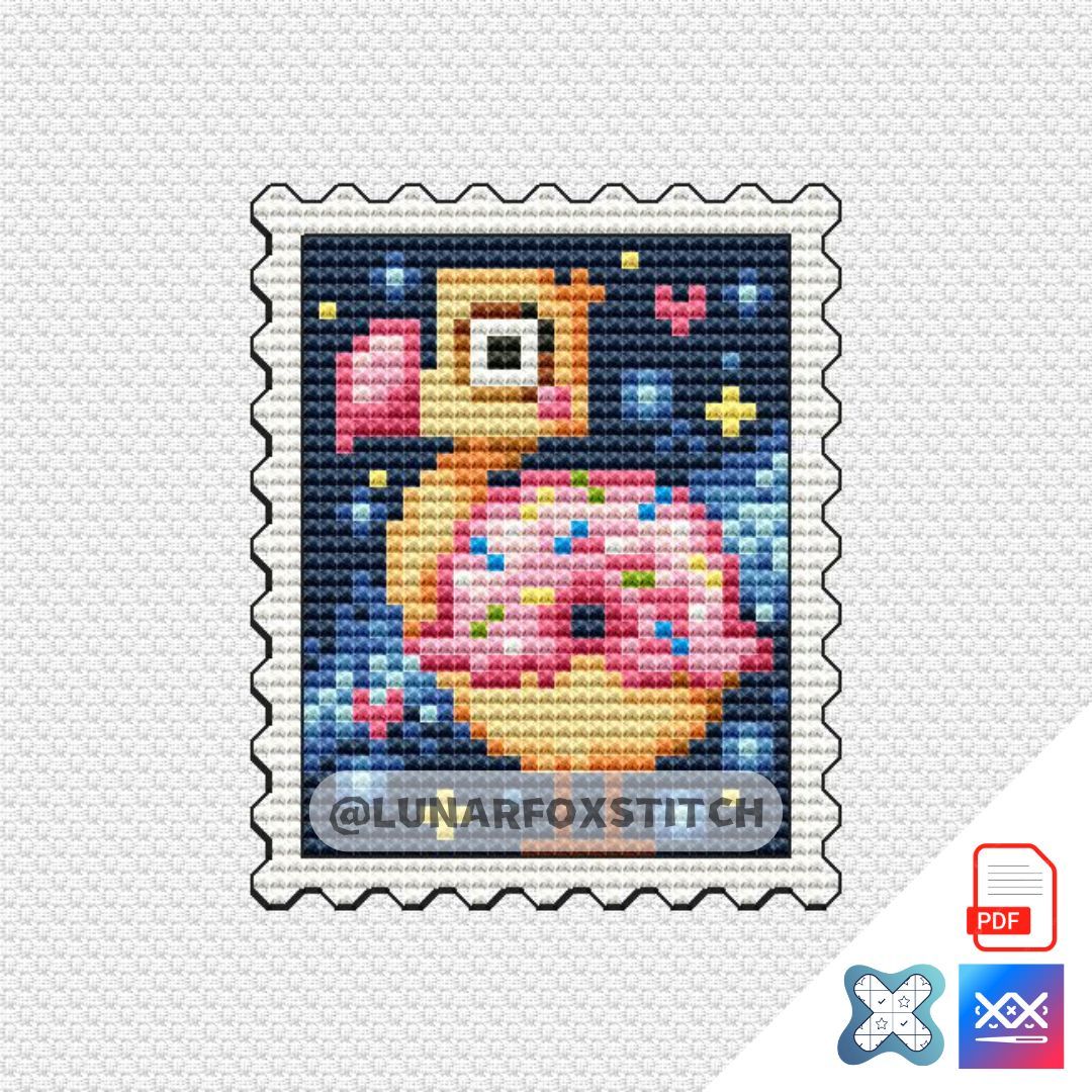 Dodonut postage stamp cross stitch pattern